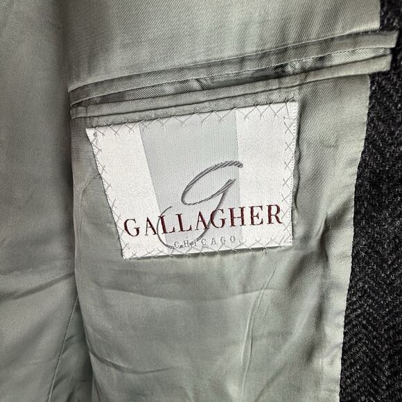 Ralph Lauren CHAPS 38R Heavy Tweed Sport Coat Black & Gray w/ Green Check VTG - Picture 6 of 14